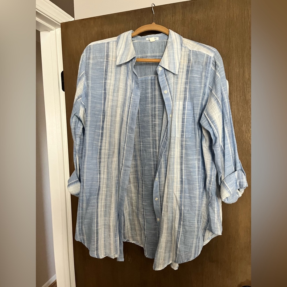 Cute linen striped button down shirt